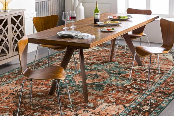 How to Choose the Right Rug Size for Dining Area -Moynesa 8x10 Ultra-Thin Vintage Area Rug - Oriental Print