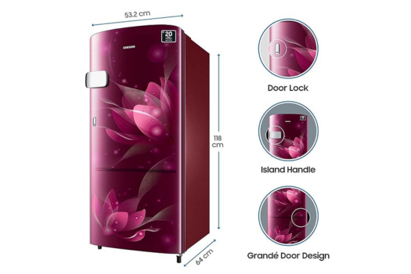 Single Door Refrigerators - Samsung 192 L 3 Star Inverter Direct Cool Single Door Refrigerator