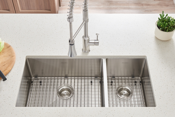 Stainless Steel Kitchen Sinks - Pekoe® 35 x 18-Inch Stainless Steel Undermount Double-Bowl Kitchen Sink
